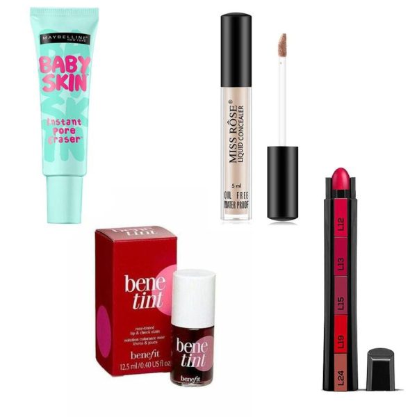 Pack Of 4 Cosmetic Bundle – Includes Primer, Councilor, Tint, Lipstick